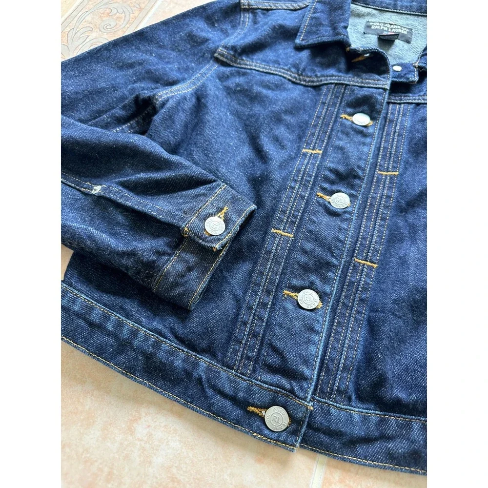 Polo‎ Jeans Co Ralph Lauren Women size Small  Blue Denim Cropped Jean Jacket - Picture 4 of 4